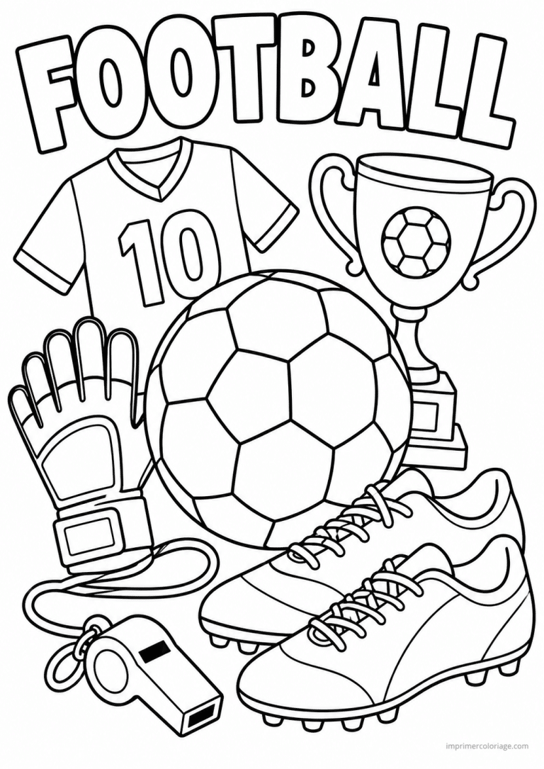 coloriage football ballon equipement 2 - dessin gratuit &agrave; imprimer