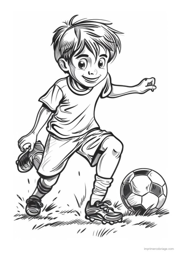 coloriage football enfant footballeur 02 - dessin gratuit &agrave; imprimer