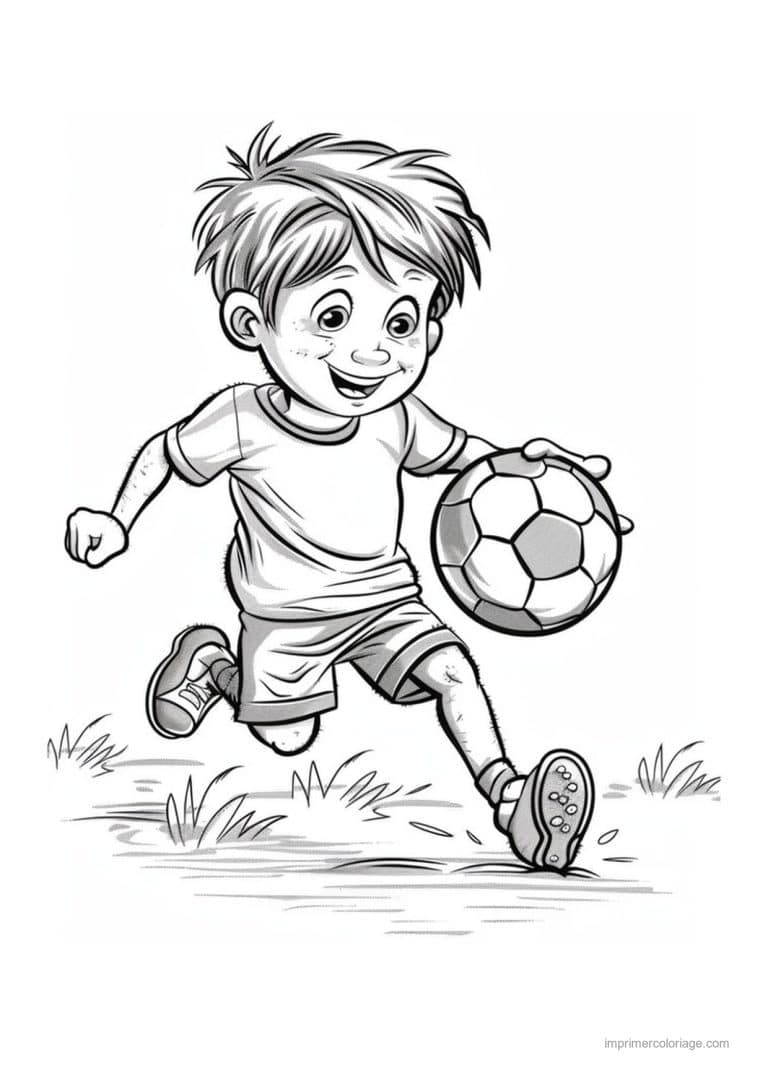 coloriage football enfant footballeur 04 - dessin gratuit &agrave; imprimer