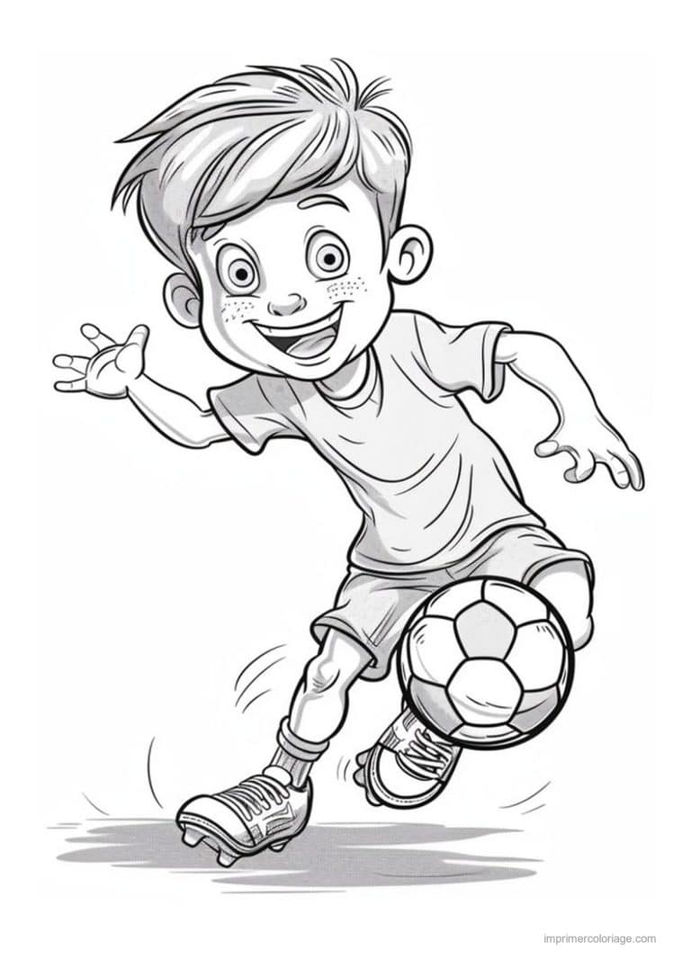 coloriage football enfant footballeur 05 - dessin gratuit &agrave; imprimer