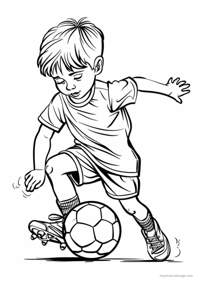 coloriage football enfant footballeur 06 - dessin gratuit &agrave; imprimer