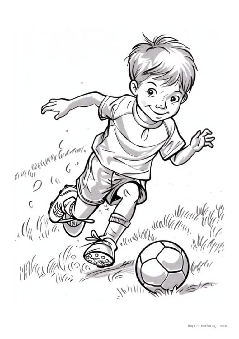 coloriage football enfant footballeur 09 - dessin gratuit &agrave; imprimer