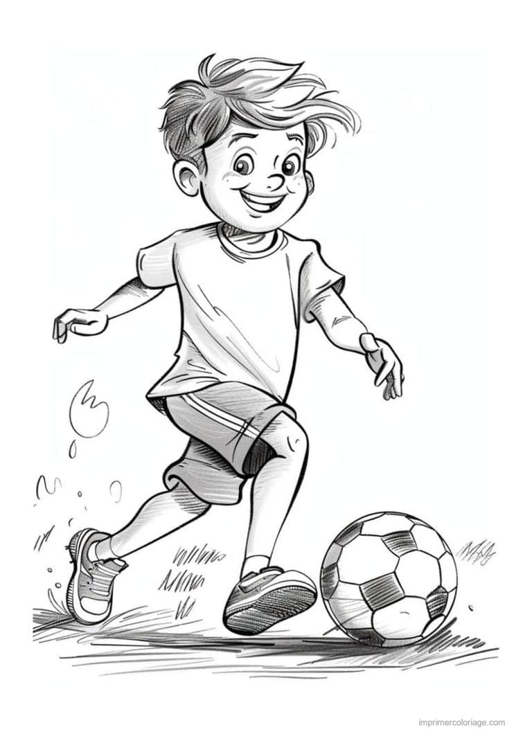 coloriage football enfant footballeur 10 - dessin gratuit &agrave; imprimer