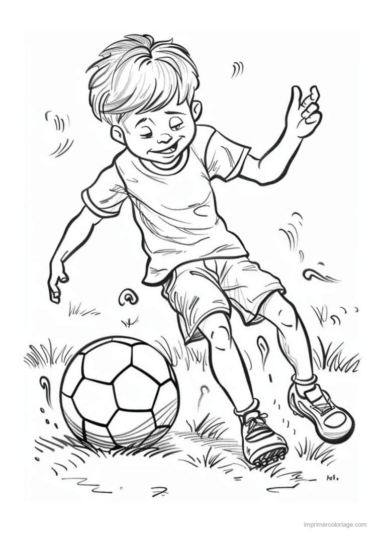 coloriage football enfant footballeur - dessin gratuit &agrave; imprimer