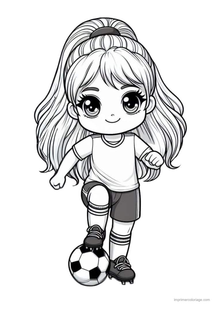 coloriage football fille footballeuse - dessin gratuit &agrave; imprimer