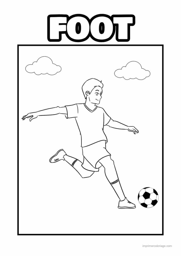 coloriage football footballeur frappe - dessin gratuit &agrave; imprimer