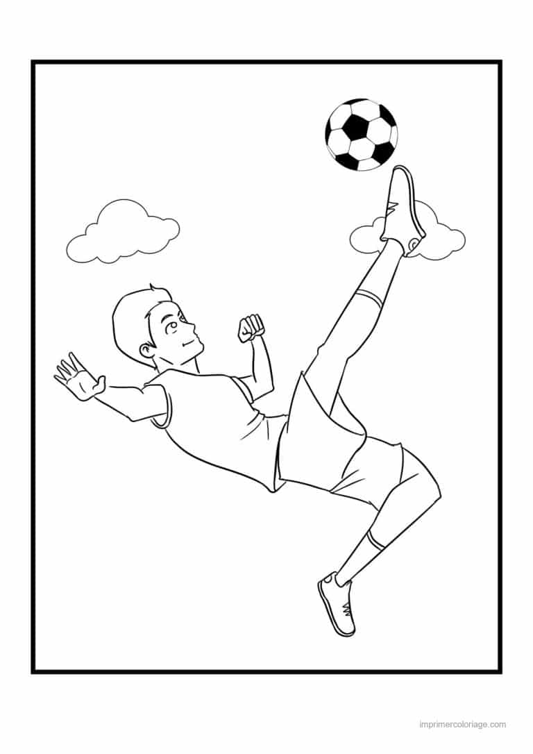 coloriage football footballeur retourne acrobatique - dessin gratuit &agrave; imprimer