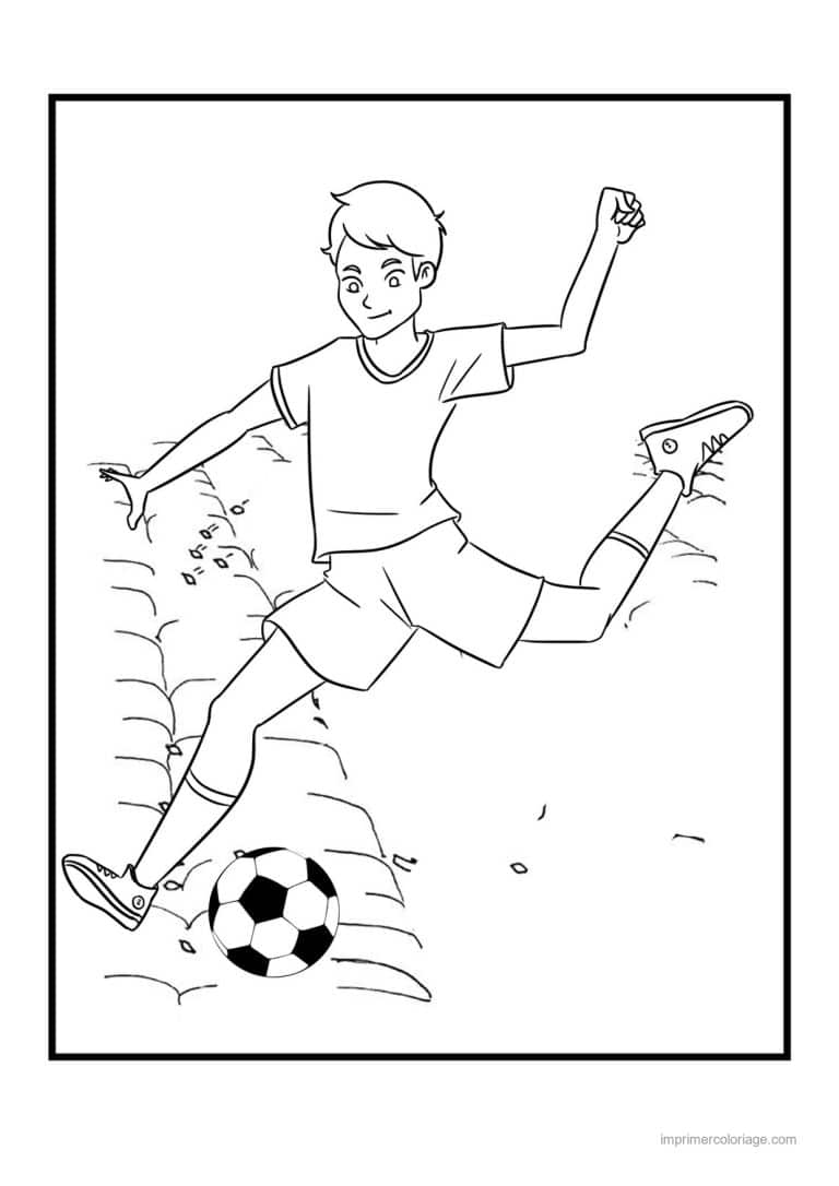 coloriage football footballeur tacle - dessin gratuit &agrave; imprimer