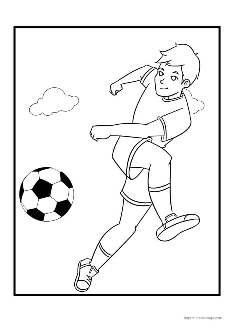 coloriage football footballeur volee - dessin gratuit &agrave; imprimer