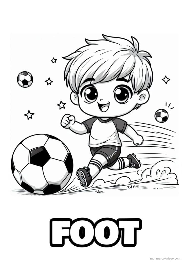 coloriage football garcon frappe ballon - dessin gratuit &agrave; imprimer