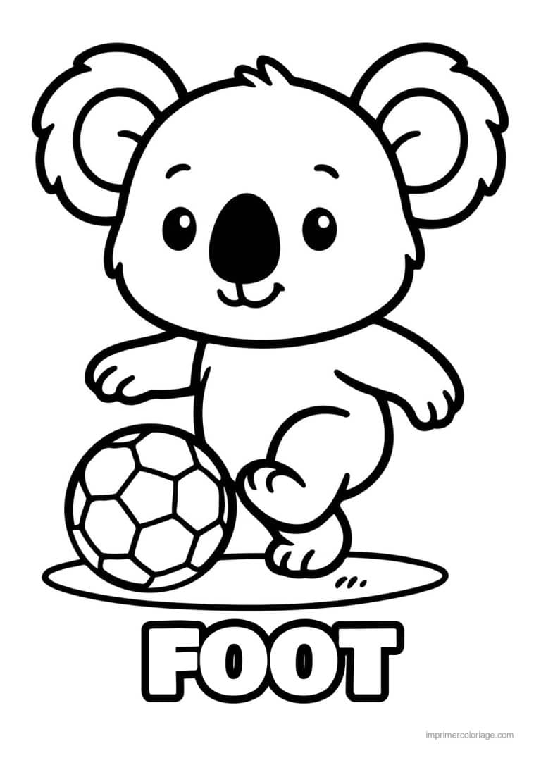 coloriage football koala ballon - dessin gratuit &agrave; imprimer