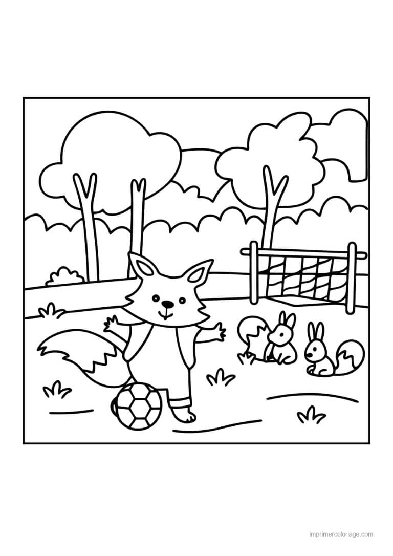 coloriage football renard but lapins - dessin gratuit &agrave; imprimer