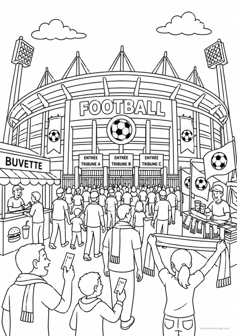 coloriage football stade exterieur 2 - dessin gratuit &agrave; imprimer