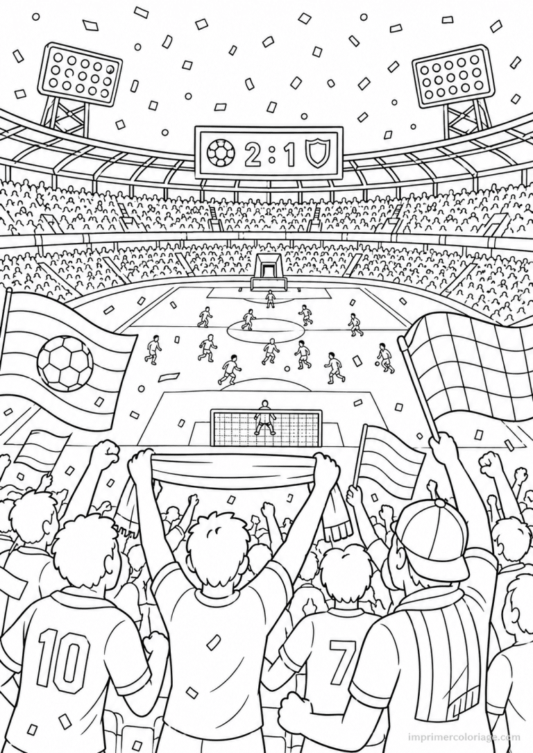coloriage football stade supporters - dessin gratuit &agrave; imprimer