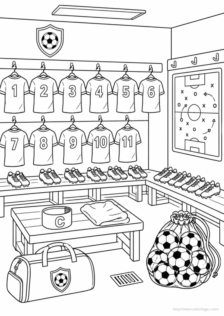 coloriage football vestiaire maillots - dessin gratuit &agrave; imprimer