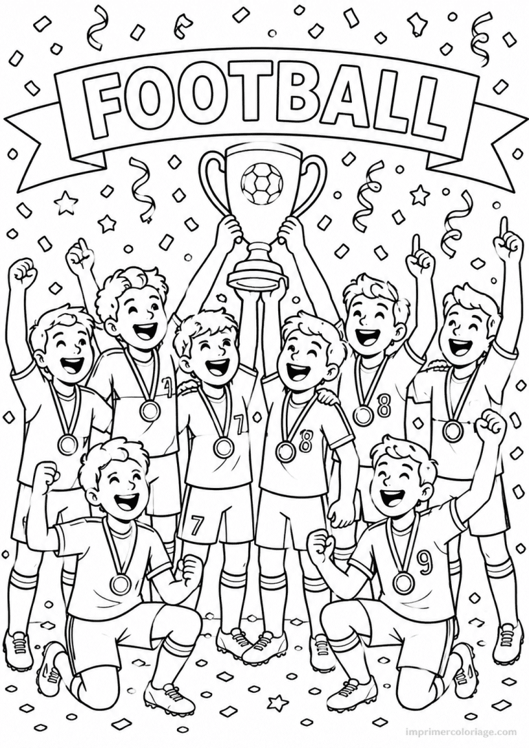 coloriage football victoire trophee - dessin gratuit &agrave; imprimer