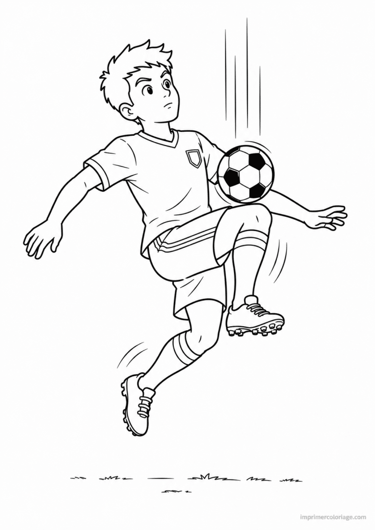 coloriage footballeur controle cuisse - dessin gratuit &agrave; imprimer