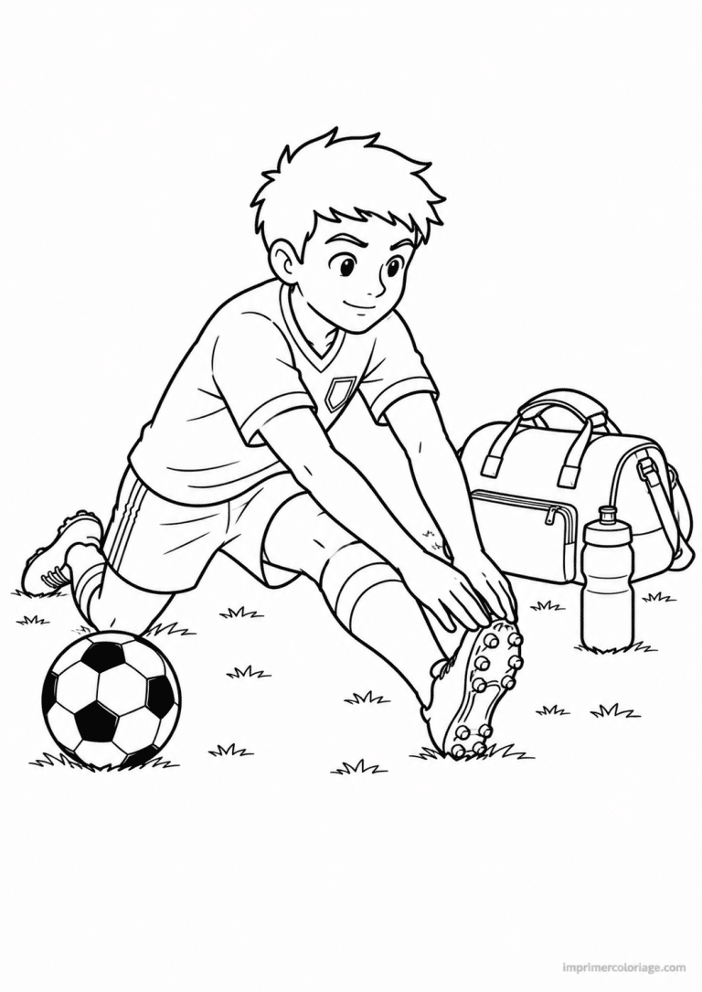 coloriage footballeur etirement echauffement - dessin gratuit &agrave; imprimer