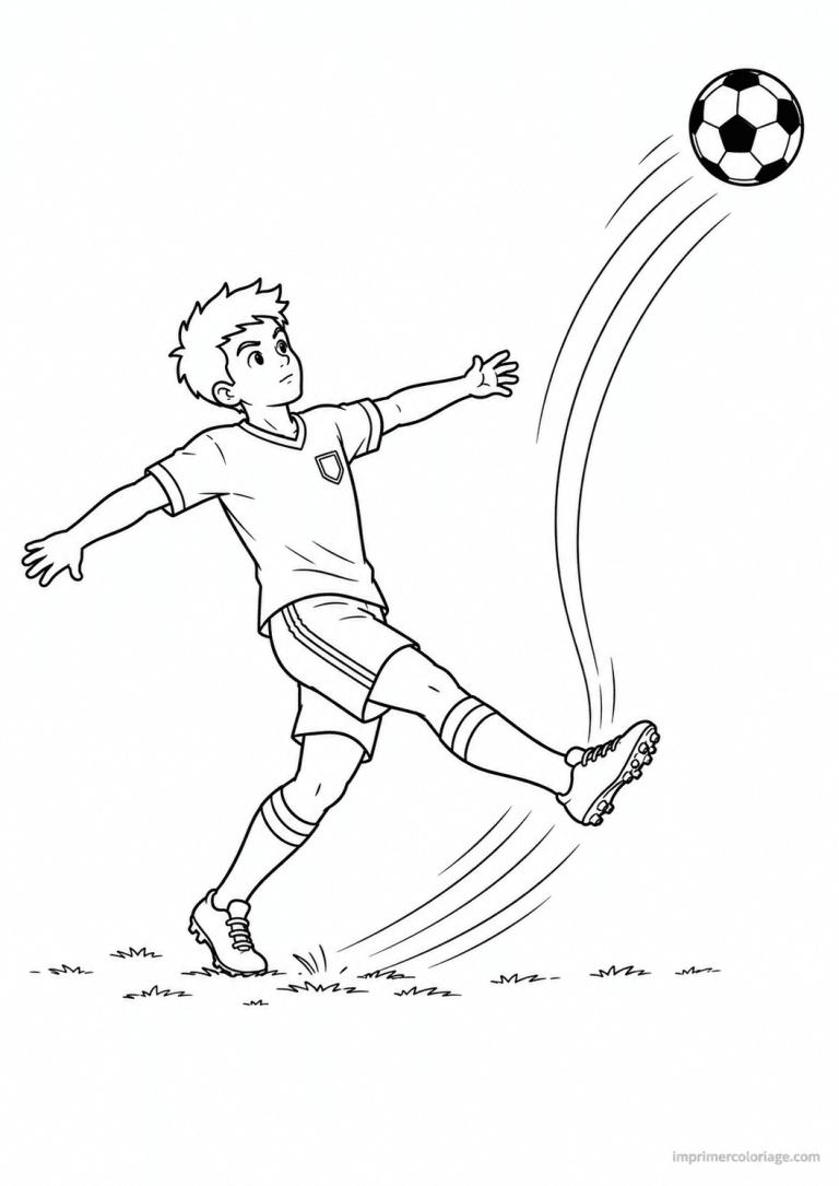 coloriage footballeur longue passe - dessin gratuit &agrave; imprimer
