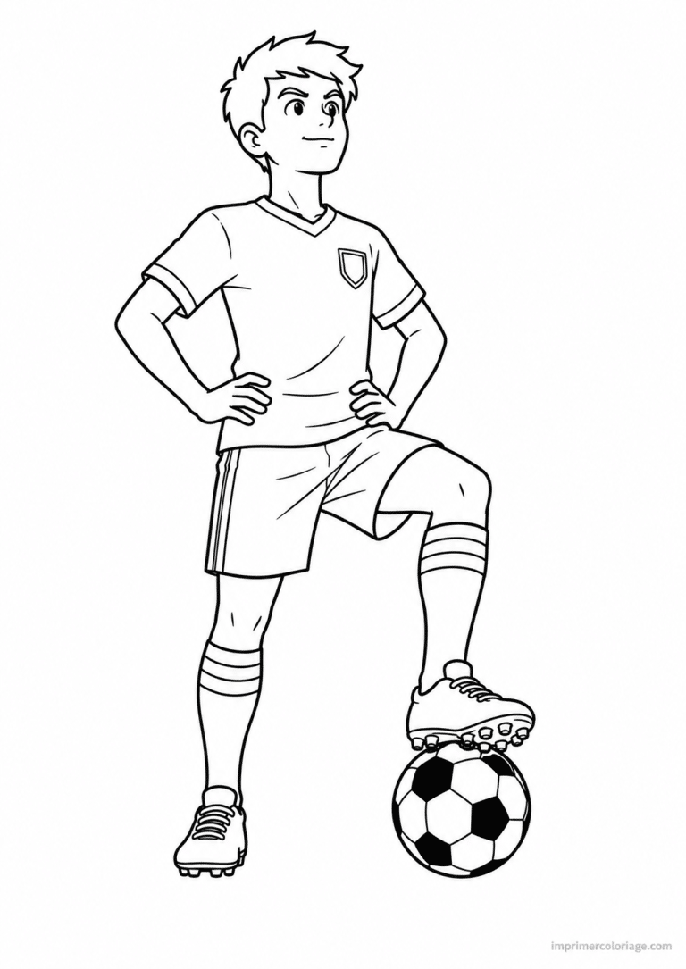 coloriage footballeur pied ballon - dessin gratuit &agrave; imprimer