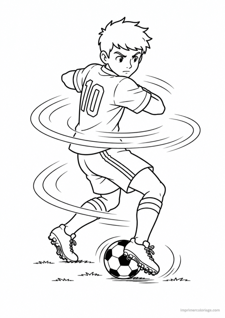 coloriage footballeur roulette pivot - dessin gratuit &agrave; imprimer