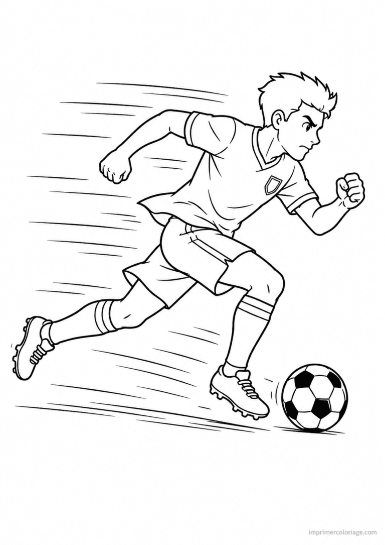 coloriage footballeur sprint ballon 2 - dessin gratuit &agrave; imprimer