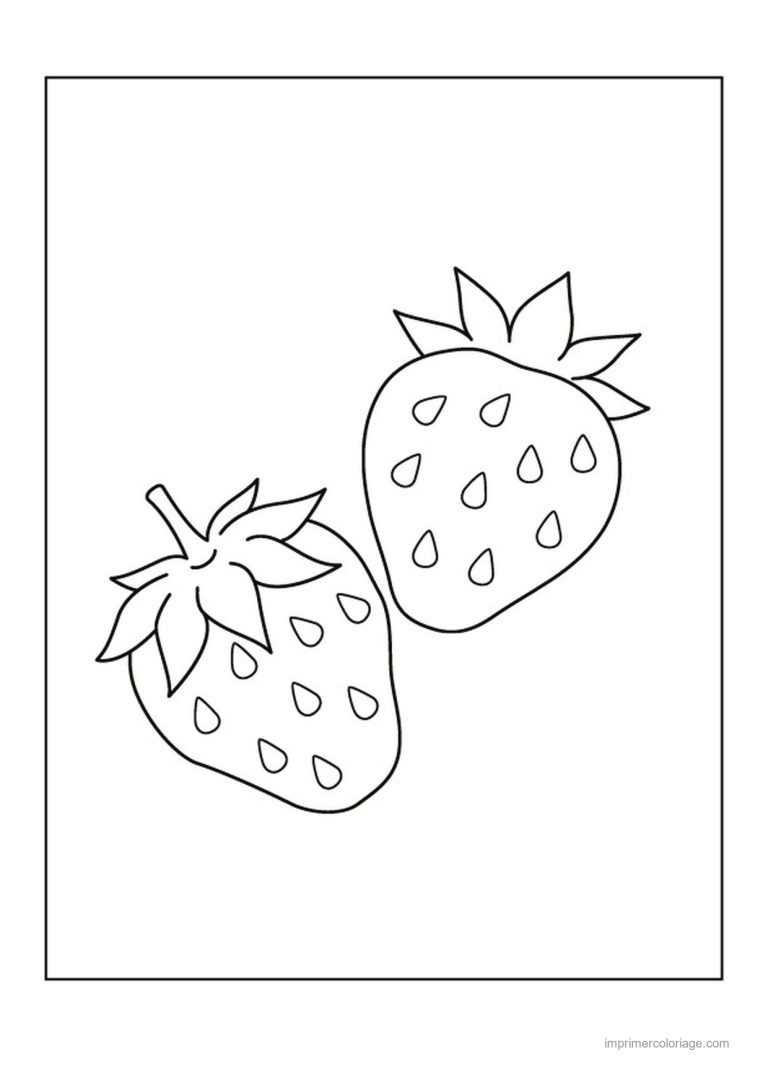 coloriage fraise deux fraises - dessin gratuit &agrave; imprimer