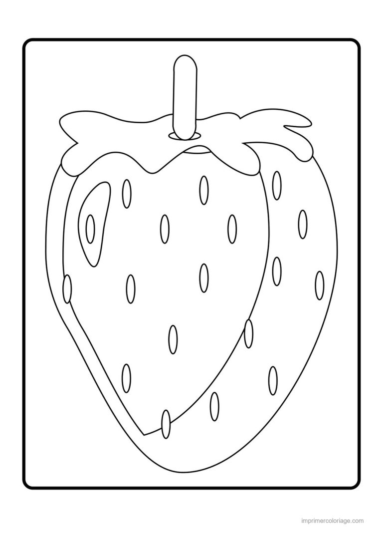 coloriage fraise fraise a la longue tige - dessin gratuit &agrave; imprimer