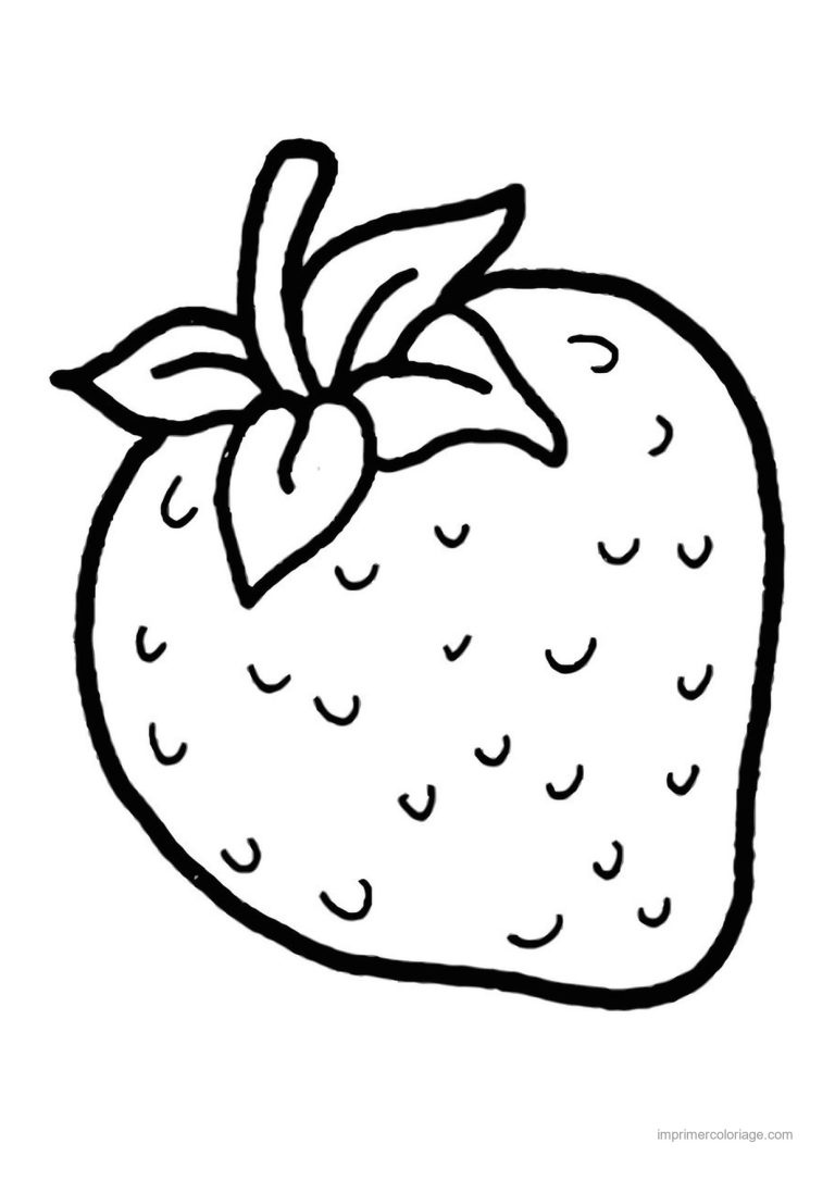 coloriage fraise fraise au trait epais 2 - dessin gratuit &agrave; imprimer