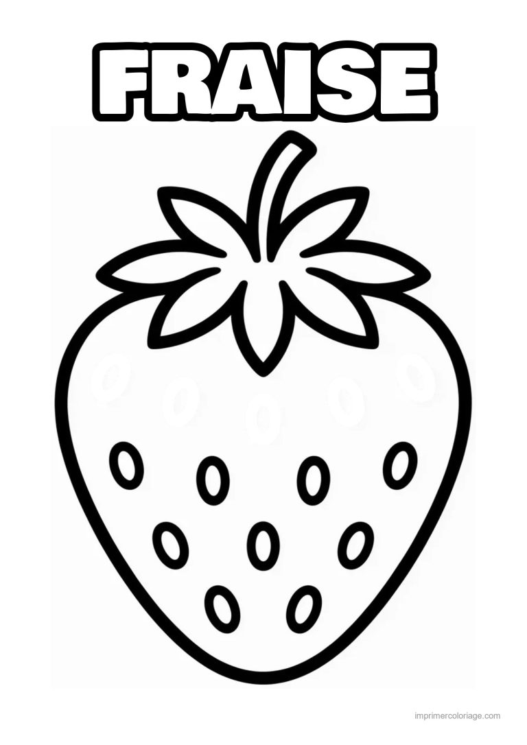 coloriage fraise fraise au trait epais - dessin gratuit &agrave; imprimer