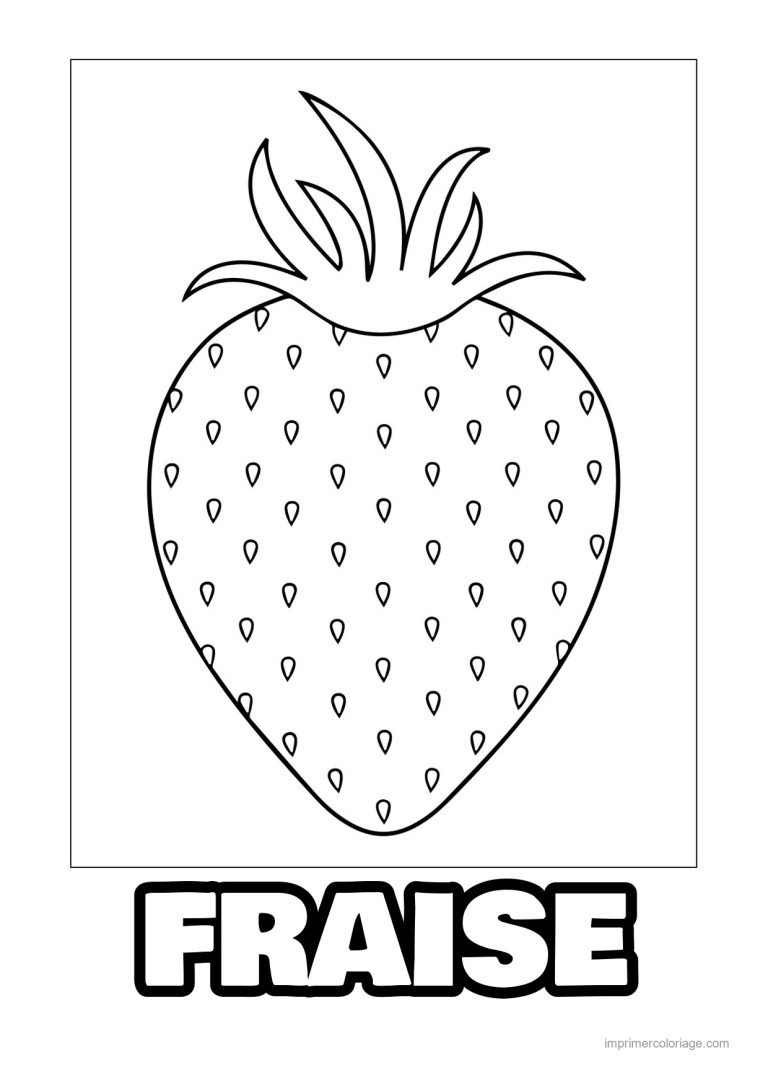 coloriage fraise fraise au trait simple - dessin gratuit &agrave; imprimer