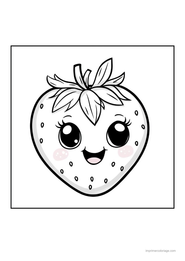 coloriage fraise fraise aux grands yeux - dessin gratuit &agrave; imprimer