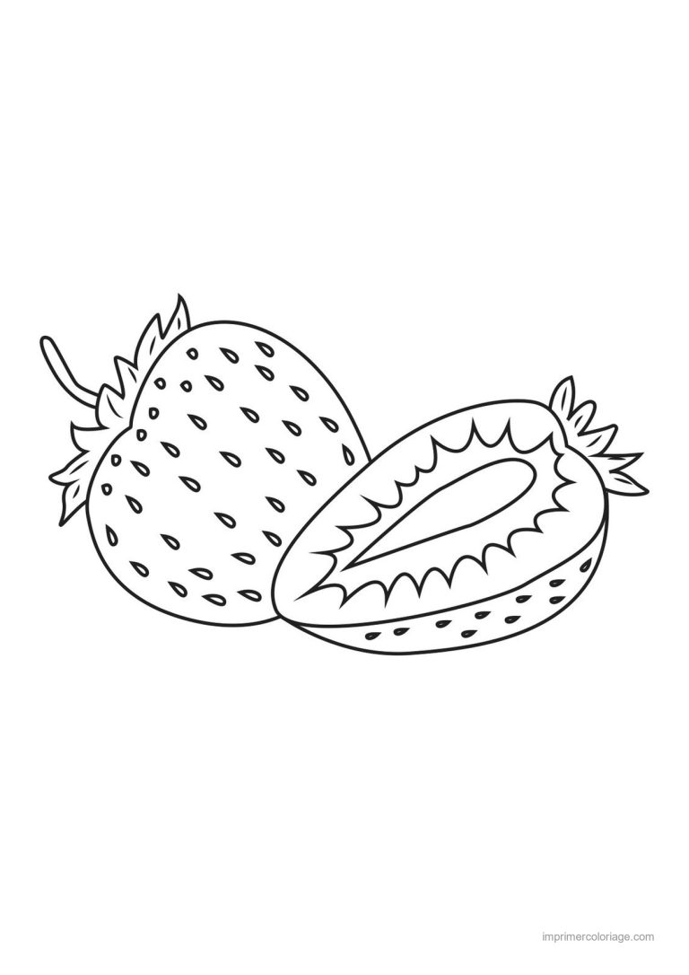 coloriage fraise fraise entiere et coupee - dessin gratuit &agrave; imprimer