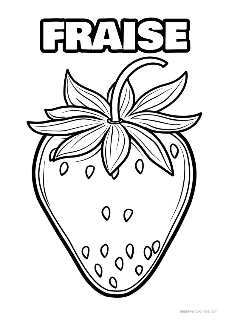 coloriage fraise fraise et sa collerette - dessin gratuit &agrave; imprimer