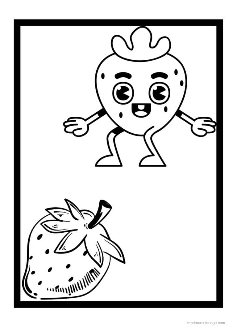 coloriage fraise fraise et son personnage - dessin gratuit &agrave; imprimer