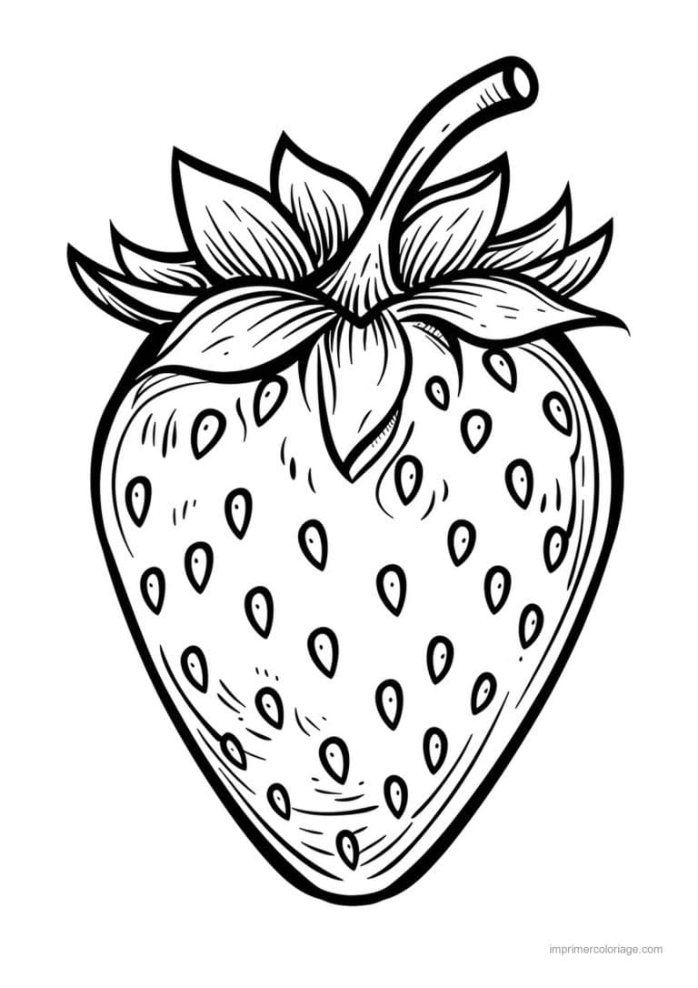 coloriage fraise fraise gravee 49 - dessin gratuit &agrave; imprimer
