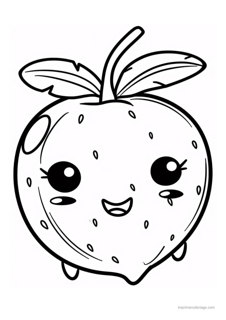 coloriage fraise fraise kawaii 151 - dessin gratuit &agrave; imprimer