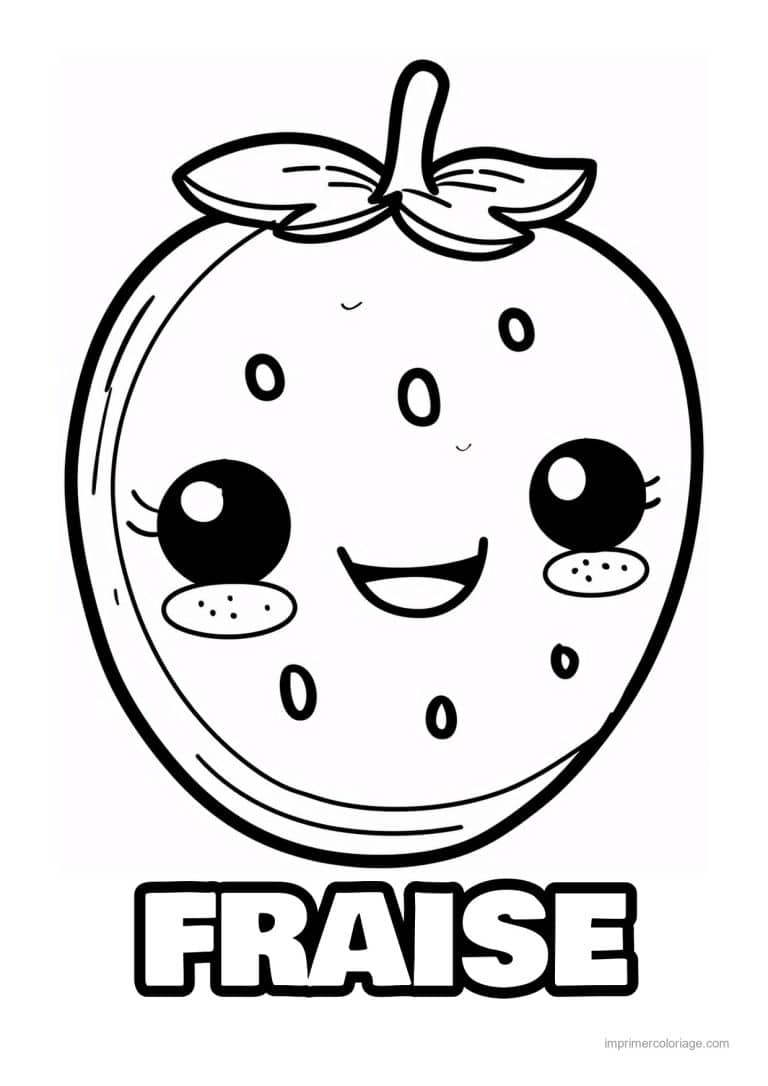 coloriage fraise fraise kawaii 183 - dessin gratuit &agrave; imprimer