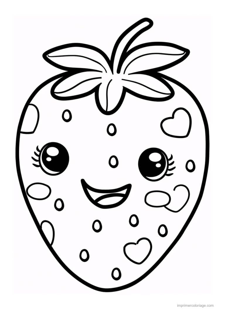 coloriage fraise fraise kawaii 219 - dessin gratuit &agrave; imprimer