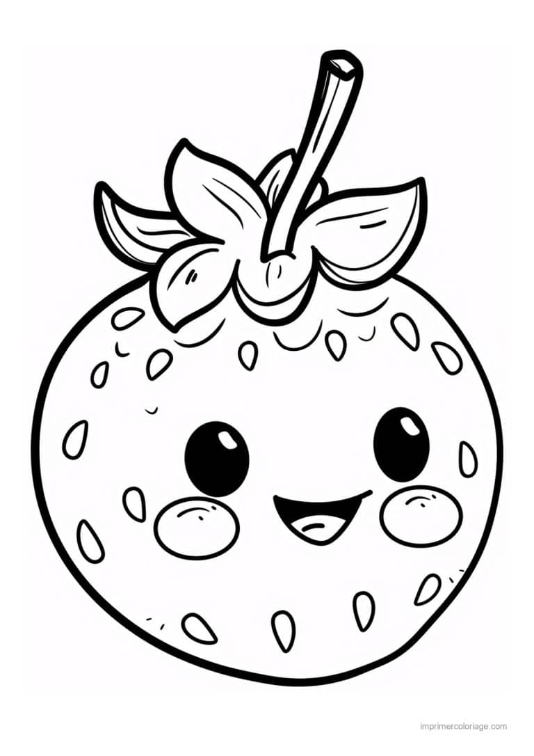 coloriage fraise fraise kawaii 222 - dessin gratuit &agrave; imprimer