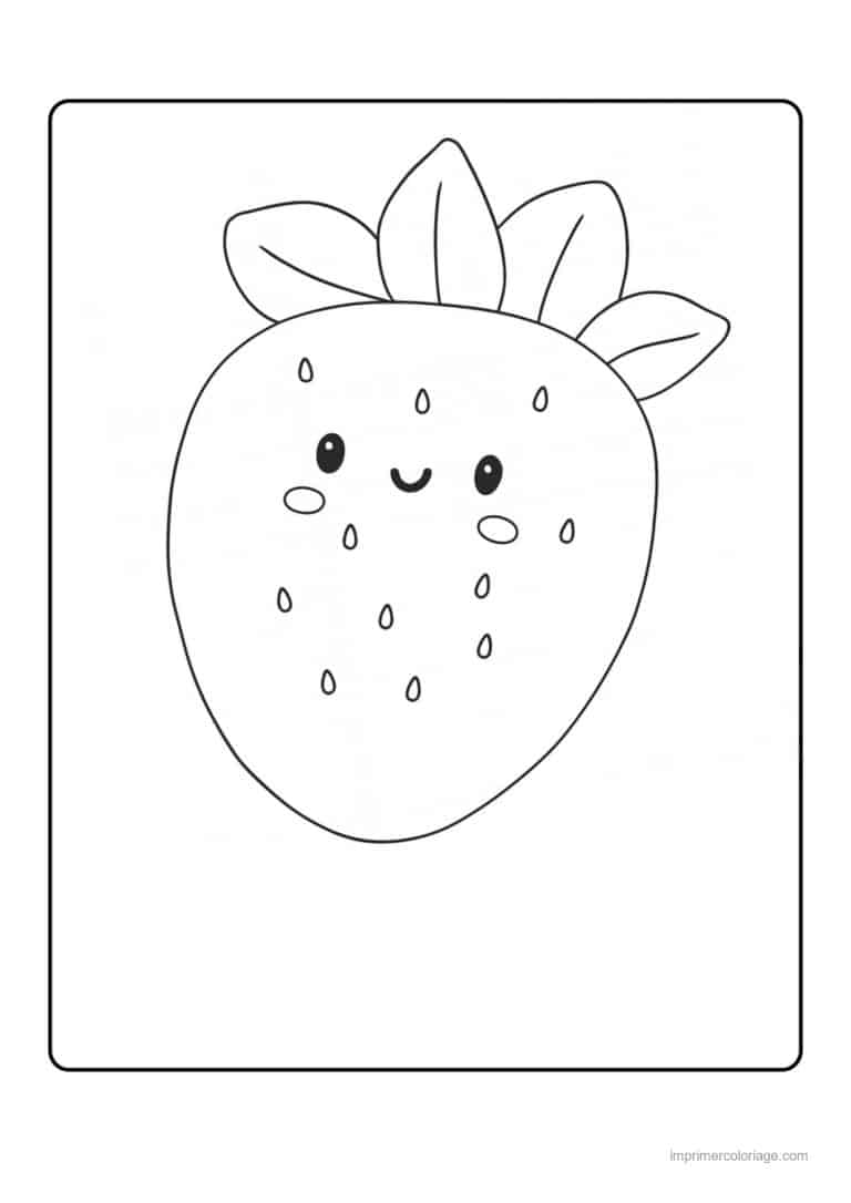 coloriage fraise fraise kawaii - dessin gratuit &agrave; imprimer