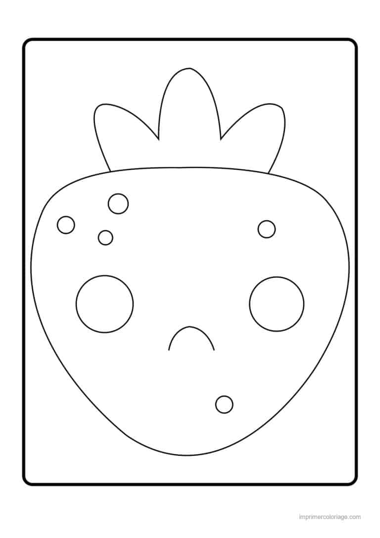 coloriage fraise fraise kawaii au visage surpris - dessin gratuit &agrave; imprimer