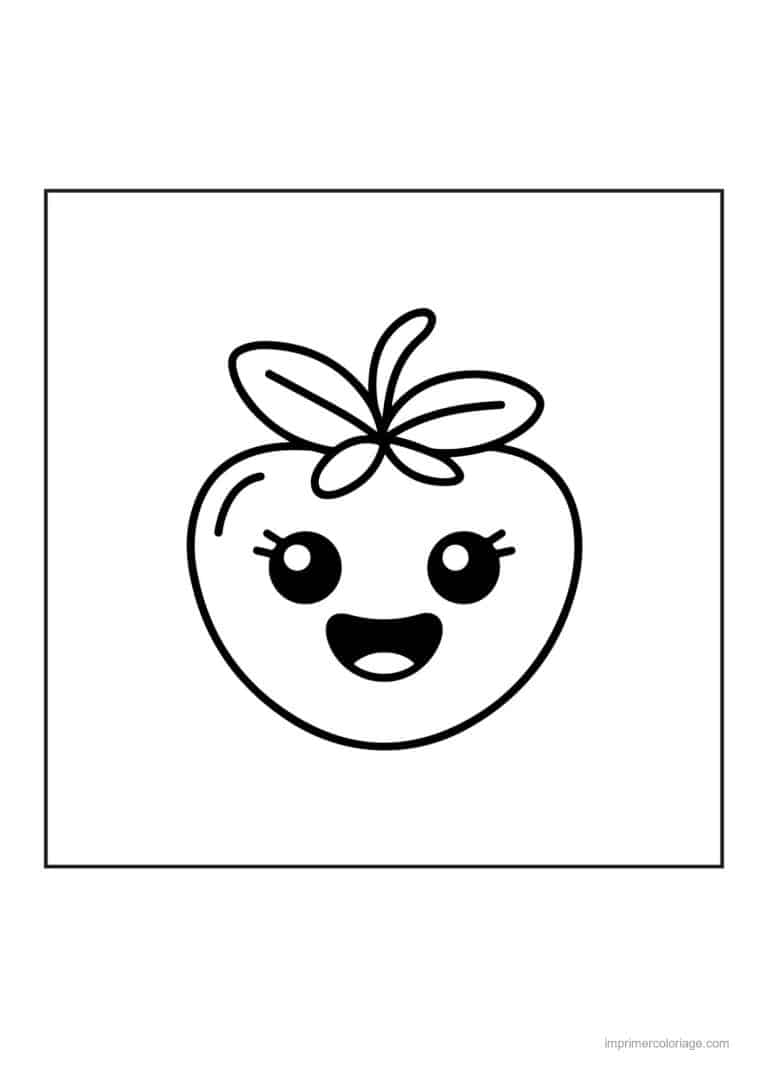 coloriage fraise fraise kawaii aux grands yeux - dessin gratuit &agrave; imprimer