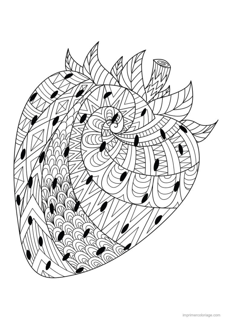 coloriage fraise fraise mandala - dessin gratuit &agrave; imprimer