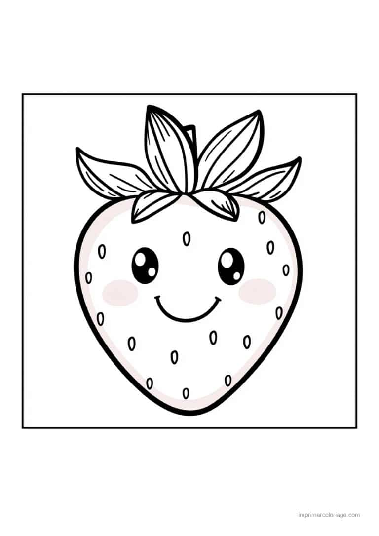 coloriage fraise fraise souriante - dessin gratuit &agrave; imprimer