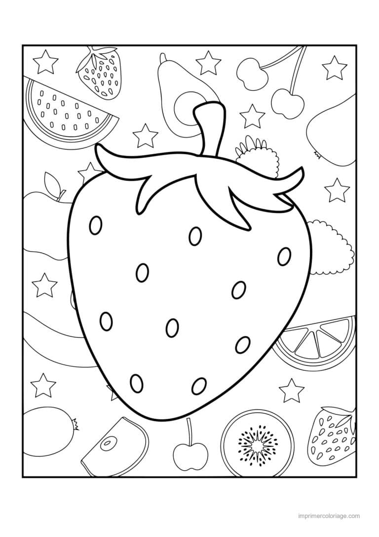 coloriage fraise fraise sur fond motif - dessin gratuit &agrave; imprimer