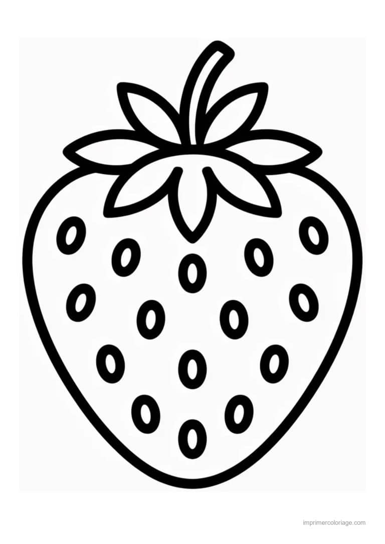 coloriage fraise grosse fraise au trait epais - dessin gratuit &agrave; imprimer