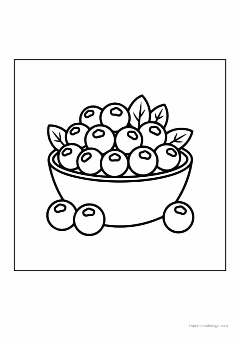 coloriage framboise mure myrtille bol de myrtilles - dessin gratuit &agrave; imprimer
