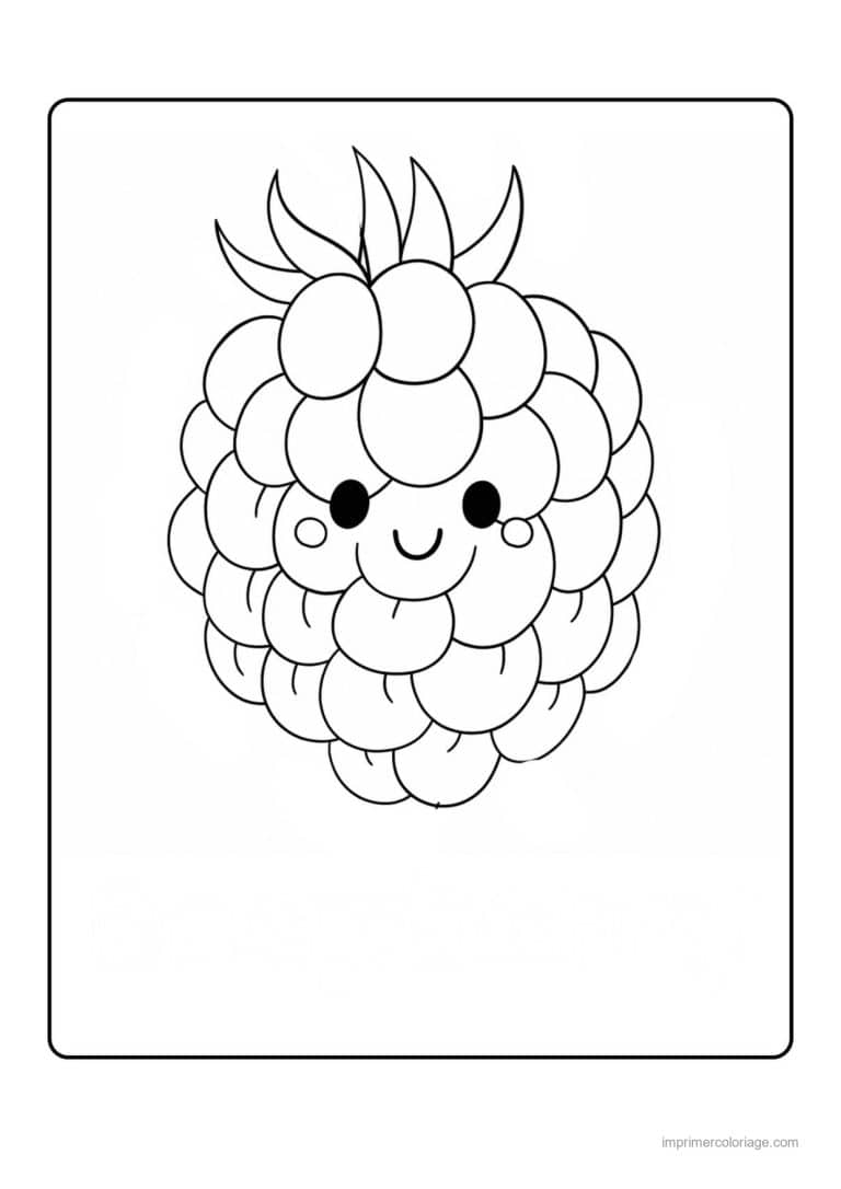 coloriage framboise mure myrtille framboise kawaii - dessin gratuit &agrave; imprimer