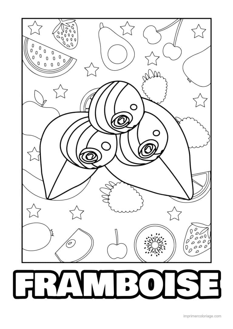 coloriage framboise mure myrtille myrtilles coupees sur fond motif - dessin gratuit &agrave; imprimer